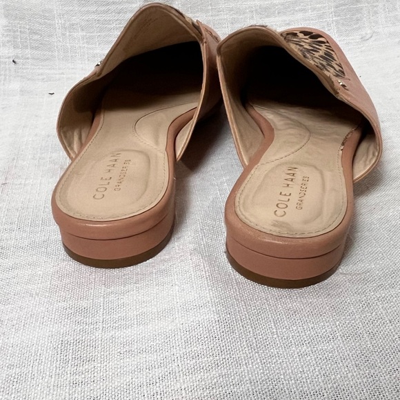 Cole Haan Leather Authentic Fur Leopard Print Mules Flats - Women’s 7.5 - Picture 5 of 10
